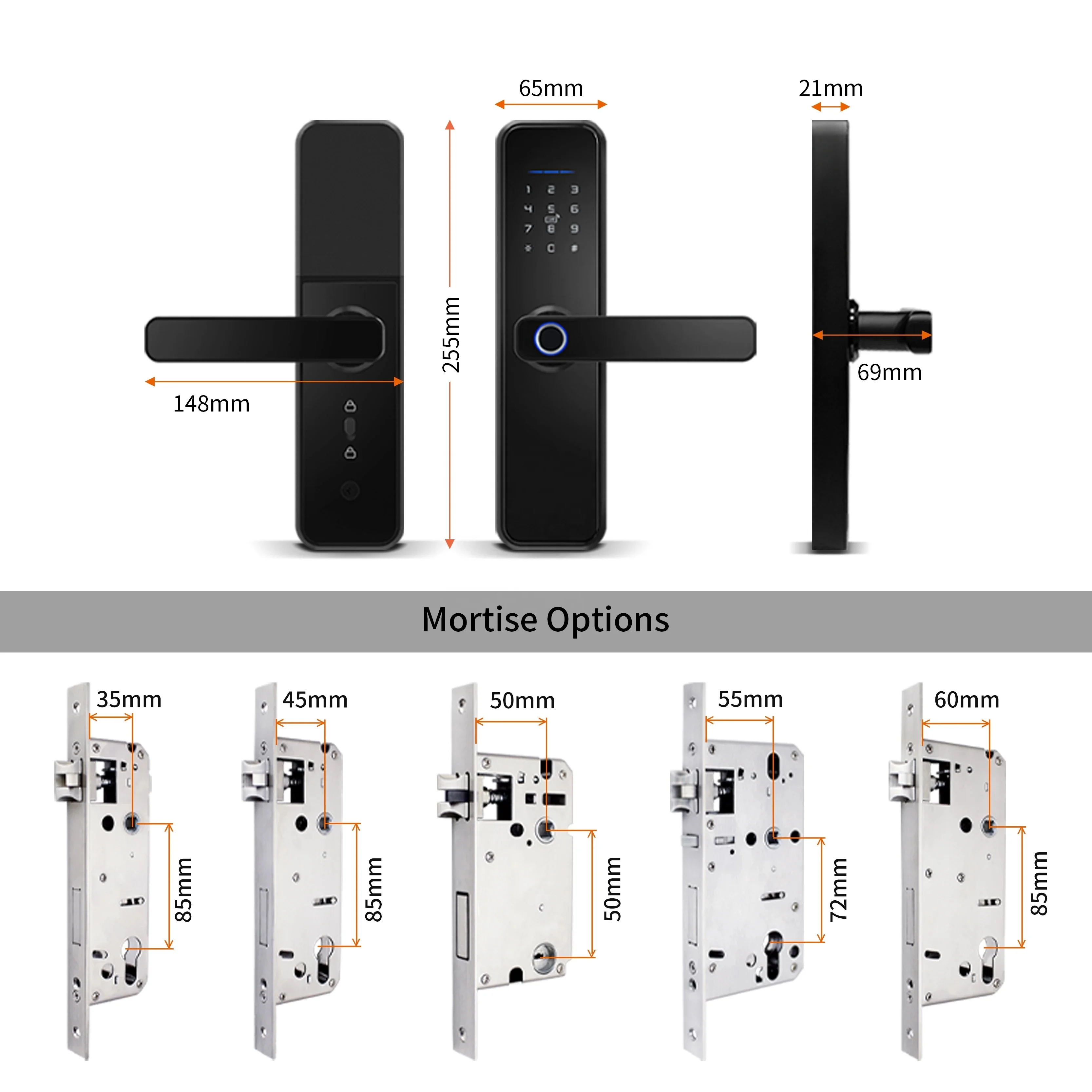 Kadonio High Security Biometric Electronic Digital Door Password Lock Fingerprint Rfid Smart for Apartment