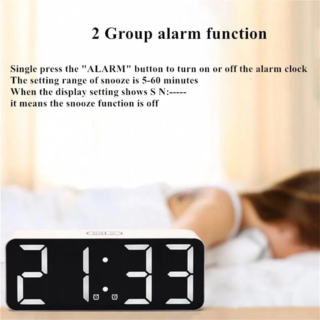 Large Screen Display Wall Clock Mirror USB LED Temperature Humidity Home Office Desktop Alarm Clock LED Digital Clock
