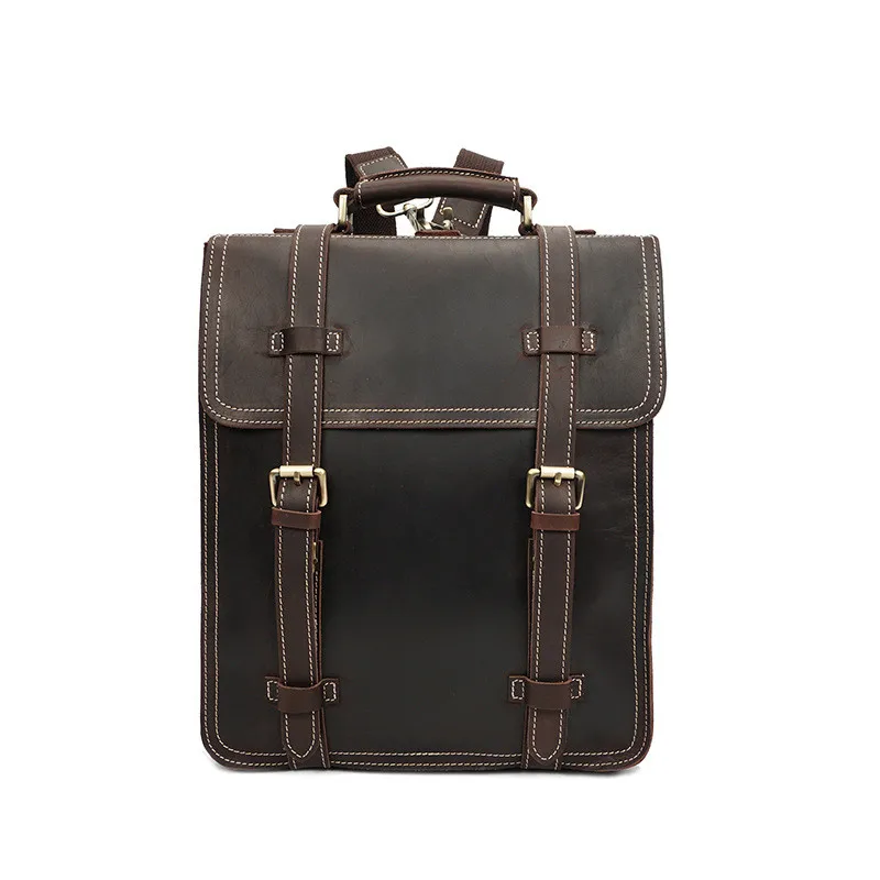 mens vintage style business best leather backpacks  laptop backpacks