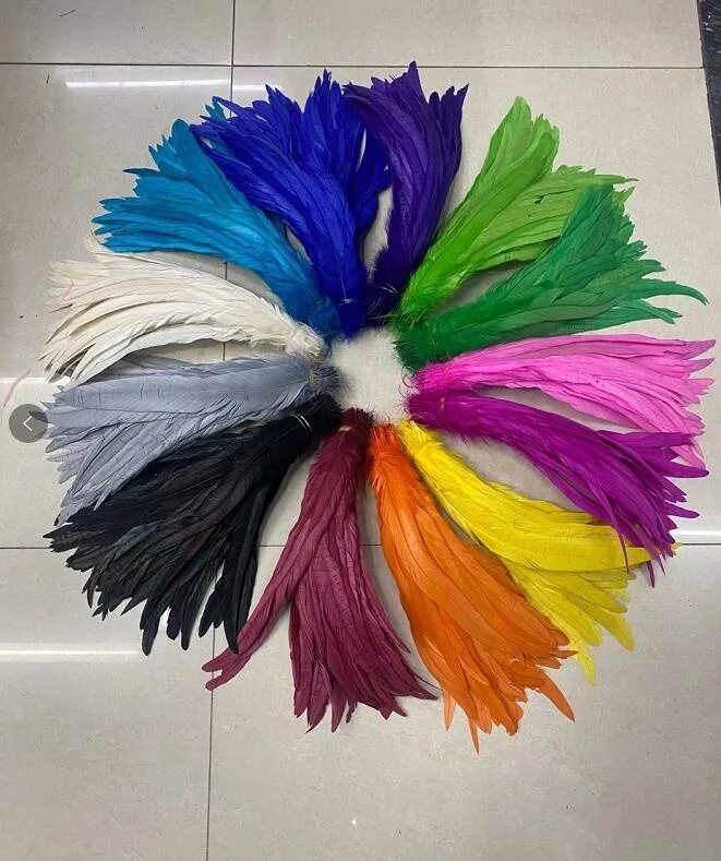 Розовый, синий, красный, черный, желтый, белый, фиолетовый дешевый натуральный хвост петуха