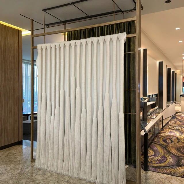 Pure Natural White Cotton Rope Macrame Wall Hanging Decoration for Home Apartment Hotel Restaurant Customized Accept EH2504056