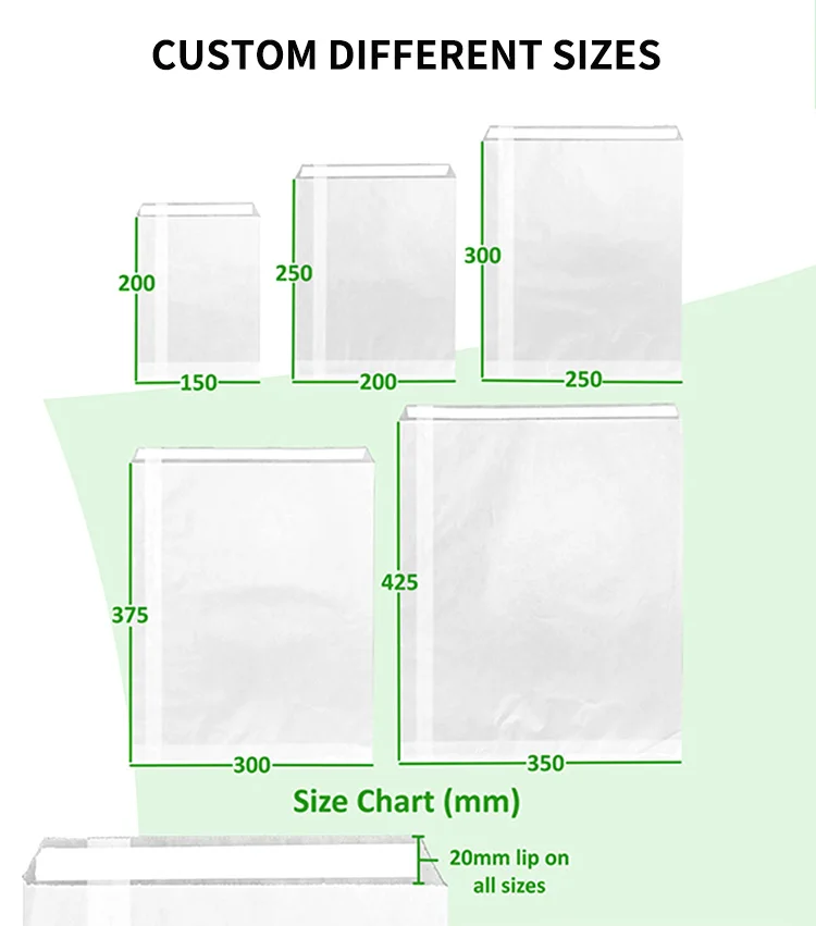 Compostable Glassine Paper Bag For Clothing Packaging Translucent
