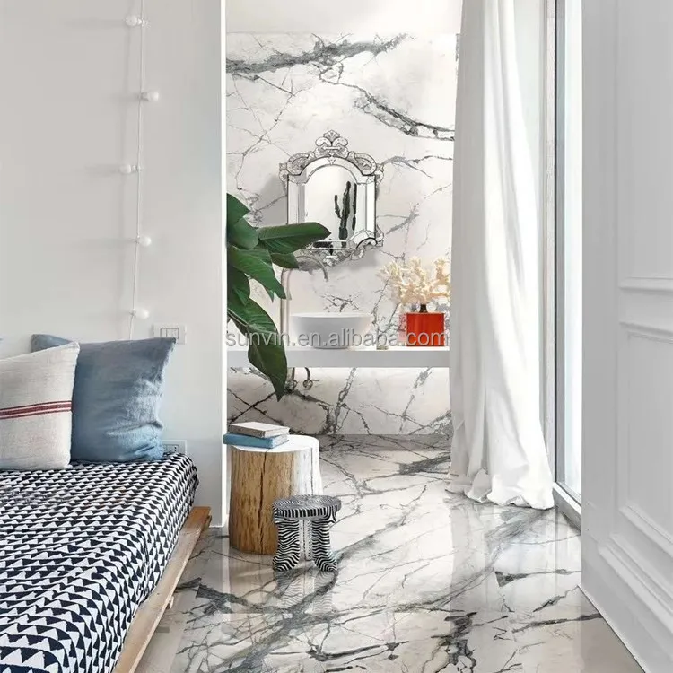 Big Slab 1200x2400 Sintered Stone Wall Format White Marble Tiles Floor