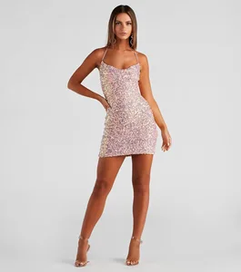 Summer New Sequin Dress Elastic Beads Classmate Party Dress Dress