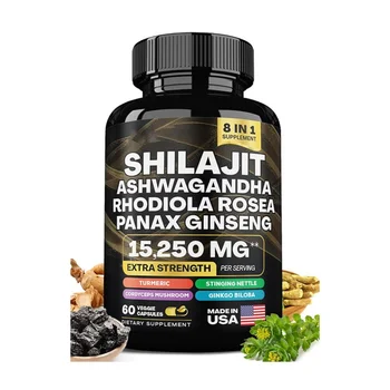 OEM Private Label Shilajit Capsule Natural Herbal Supplements Ashwagandha Rhodiola Rose Panax Ginseng Capsules