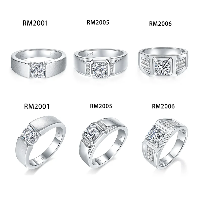 Men's Jewelry 925 Sterling Silver Ring with VVS Moissanite