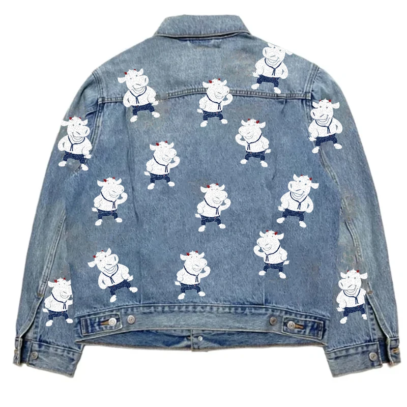 DiZNEW wholesale high quality mens cotton jeans Jacket custom flower screen printing mens denim jacket supplier