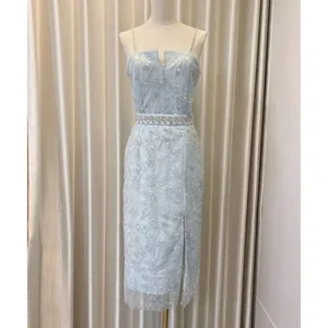 Bettergirl French Diamond Strapless Elegant Long Dress 2025 Fashion Luxury Sequin Beaded Blue Party Dress
