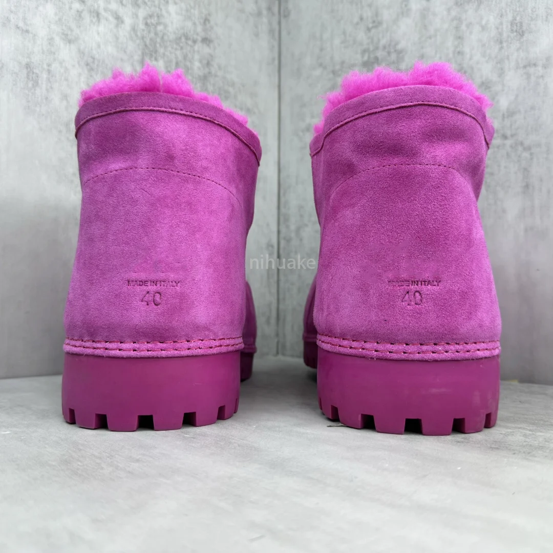 Designer Brand Women Snow Boot Thick Soles Large Size Women's Pink Alaska Low Shearling-lined Suede Boots