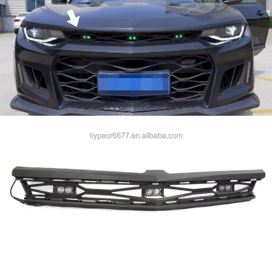 product tiypeor front bumper grille with led light for 2016 2017 2018 chevy chevrolet camaro zl1 grill hood car engine hood-2