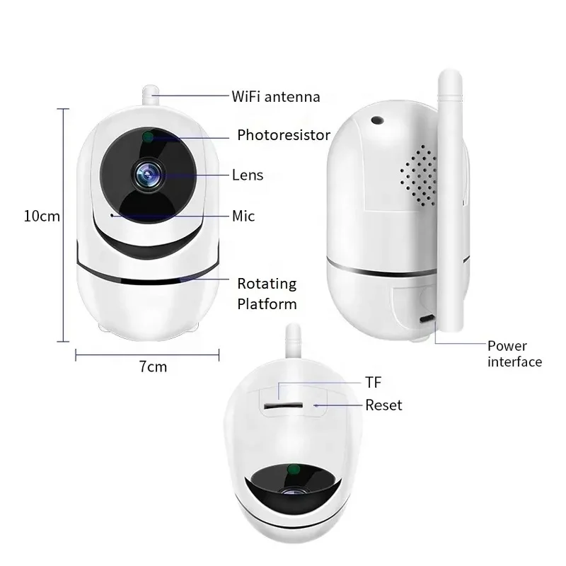 Smart Wifi Camera RTZ Rotation Human Detection and Tracking Remote Alarm Push Two Way Audio hd Wifi Camera Ip