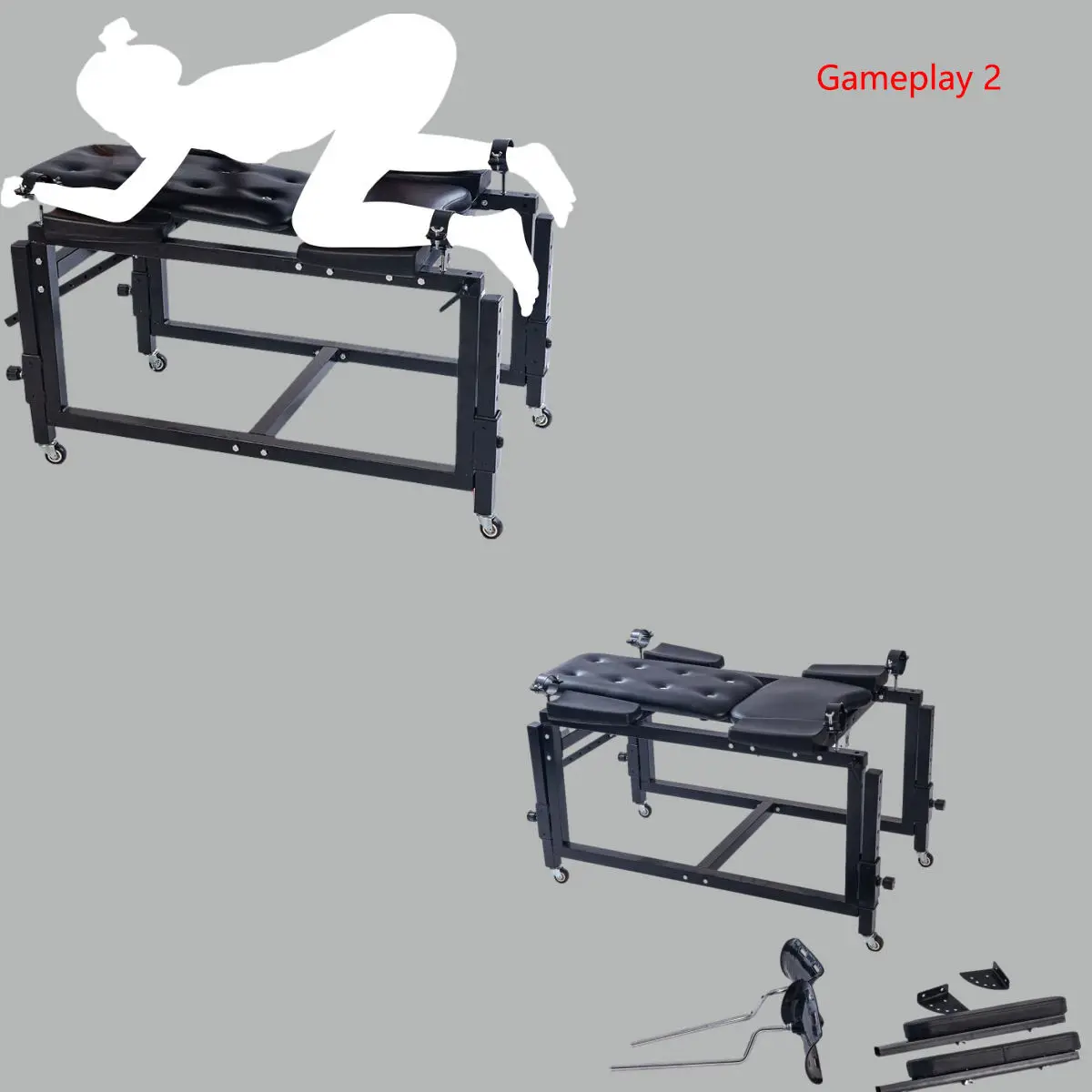Pro BDSM Throne System: Open-Leg Spreader Chair with Built-In Sex Machine & 6-Point Restraint Harness