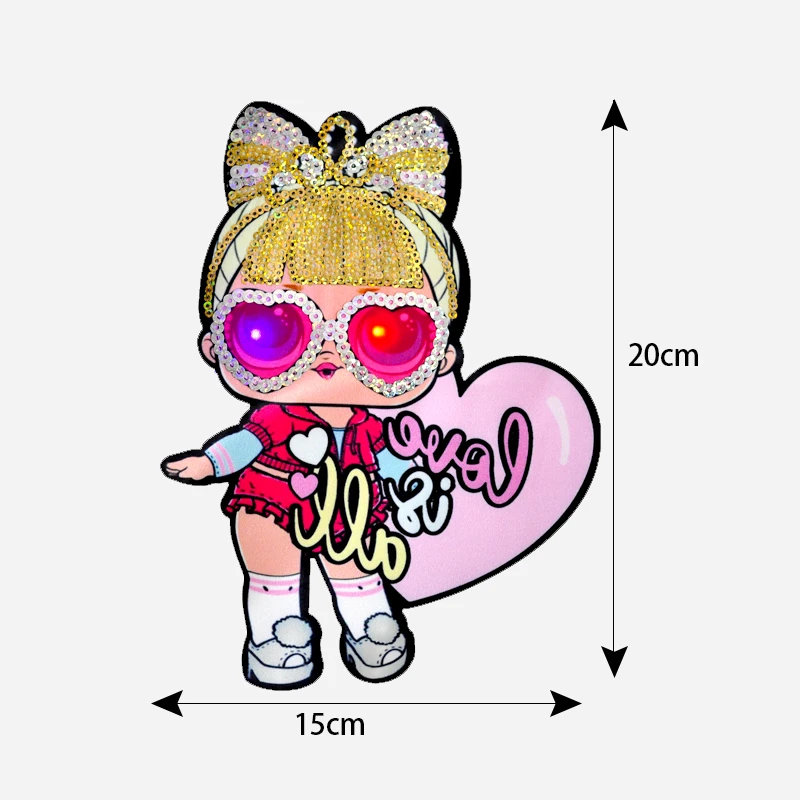 Hot Selling Embroidered Patch Custom logo LED Lighting Sequin Embroidery Patches for Shirts Clothing