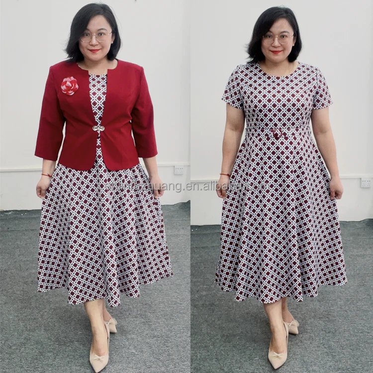 Geenlinm Plus Size Clothing Fashion Turkey Women Midi Dress Suits Top