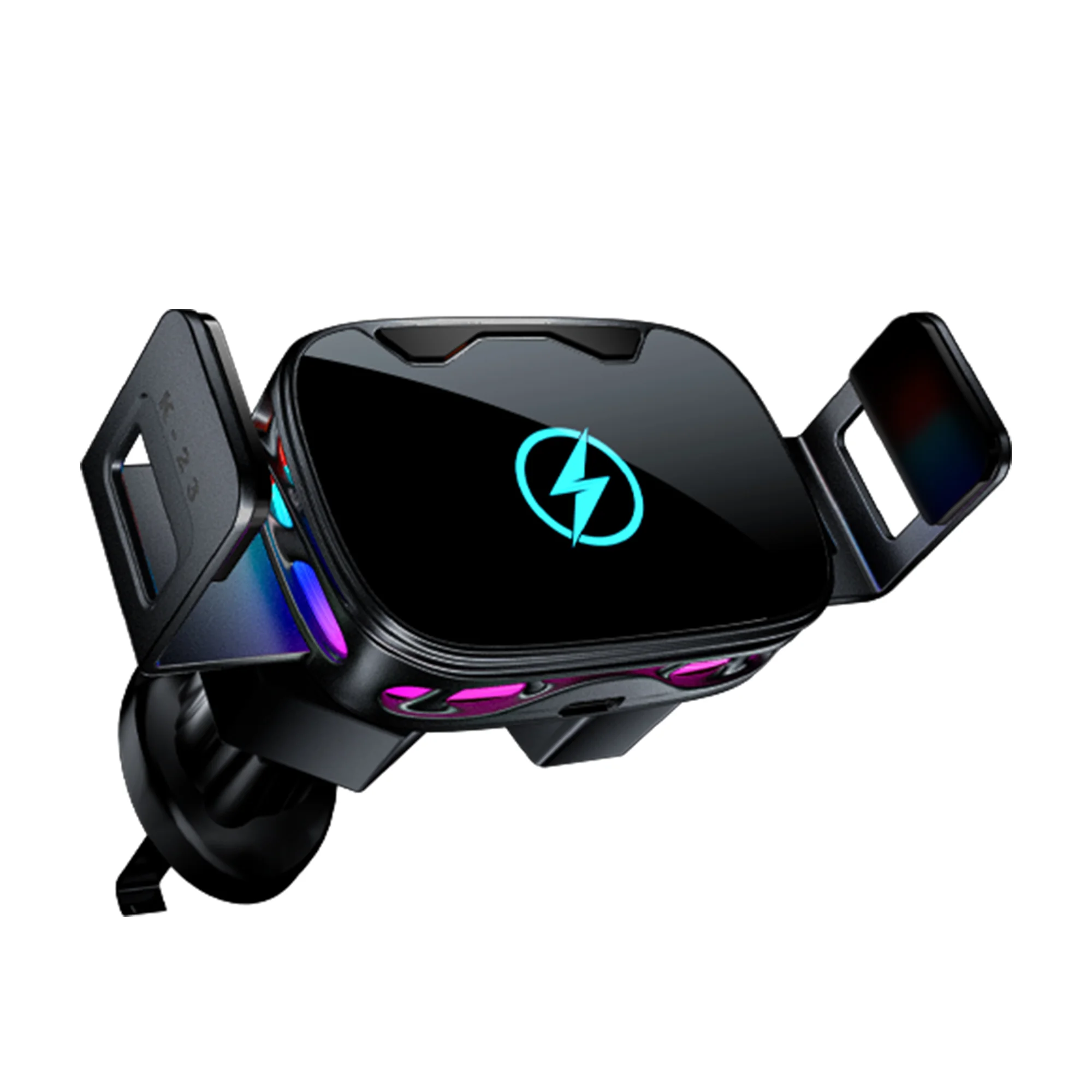 New Arrival 2025 Mini Universal 15W Car Wireless Chargers With RGB Light Car Phone Holder for Air Vent Mount Bracket for iphone