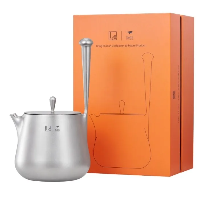 Keith Titanium Bouilloire De Camping 1 L – Ultra-légère En Titane Pur, Sans Goût, Pour Gaz/induction/feu Ouvert, Bec Anti-gouttes, Idéale Rando Et Maison