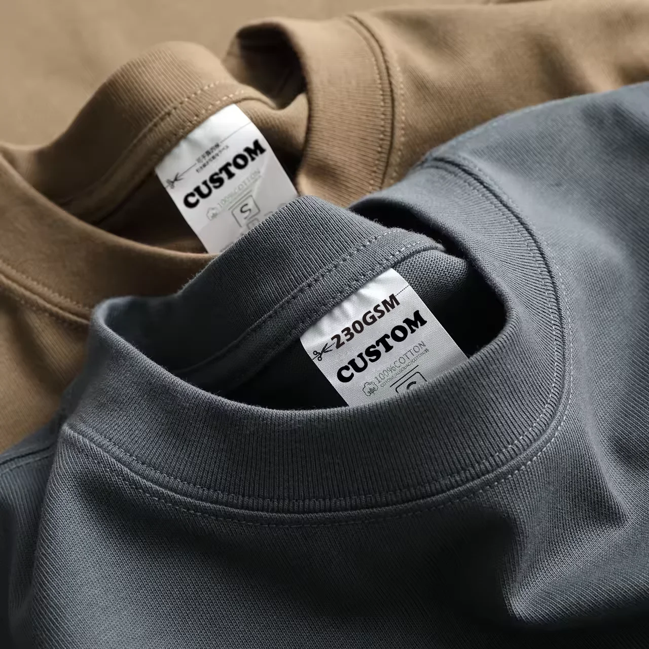Custom LOGO 100% Cotton 230GSM Heavyweight Regular Oversized Drop Shoulder Blank T Shirt Streetwear OEM Private Label MAKITAPE