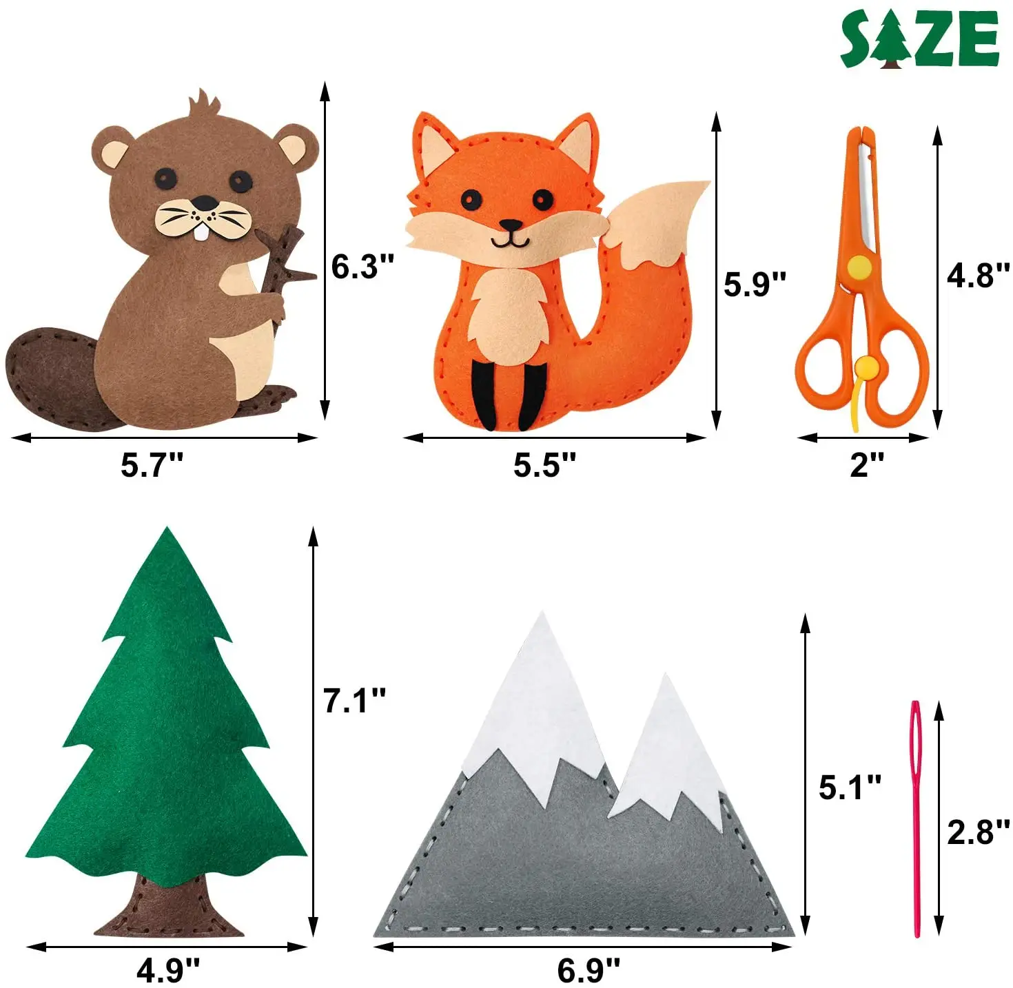 Beginners Educational Pattern Pdf Woodland Forest Creatures Stuffed Plush Dolls Kids Craft Felt Animals Diy Sewing Kit