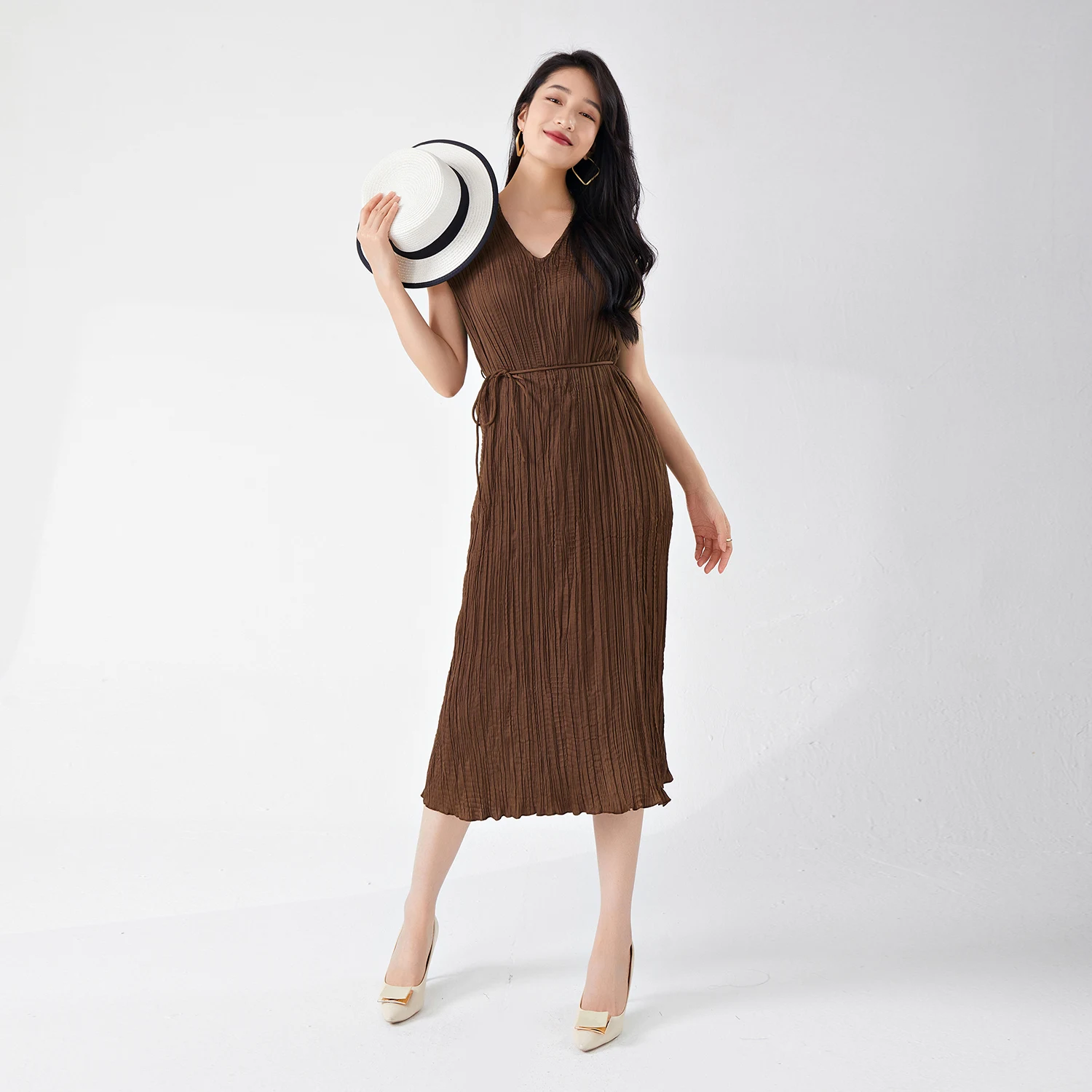 pleated quality dress Off-Shoulder Hybrid Pleated Dress