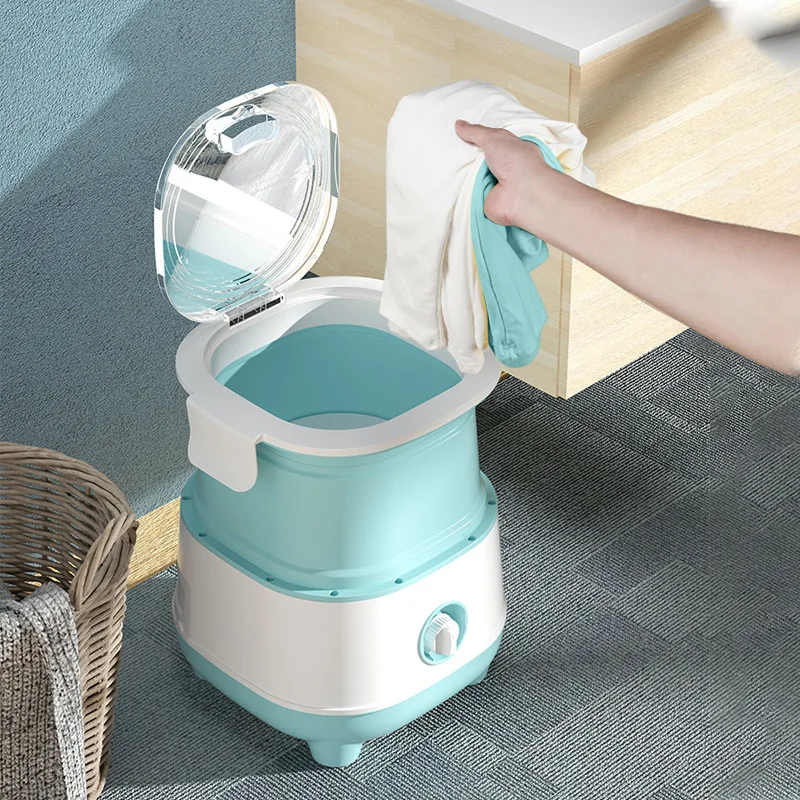 2022 Foldable Mini Fully-automatic Washing Machine Portable Folding with Spin Dry
