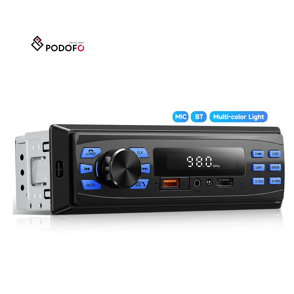 Podofo Auto Electronics Multi-Functional Car MP3 Player BT SD Card Hands-Free Receiver Phone Music USB Automotive Aux-in MP3 A4651