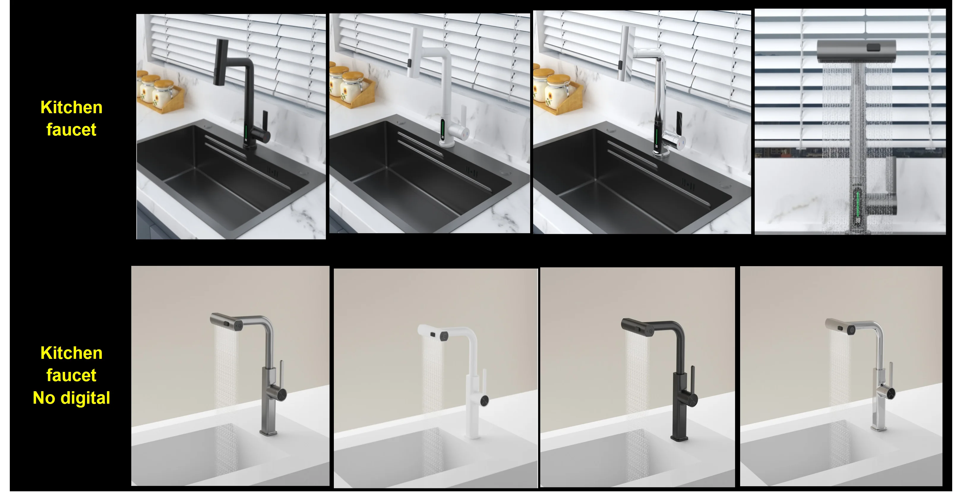 Smart Digital Display Faucet Sink Waterfall Tap Mixer Pull Out Kitchen Faucets Kitchen Faucet