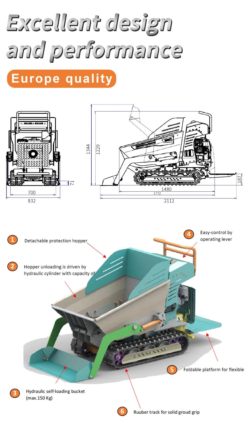 Mini Dump Truck 500kg Dump Truck Dumper China 300kg Mini Dumper Self