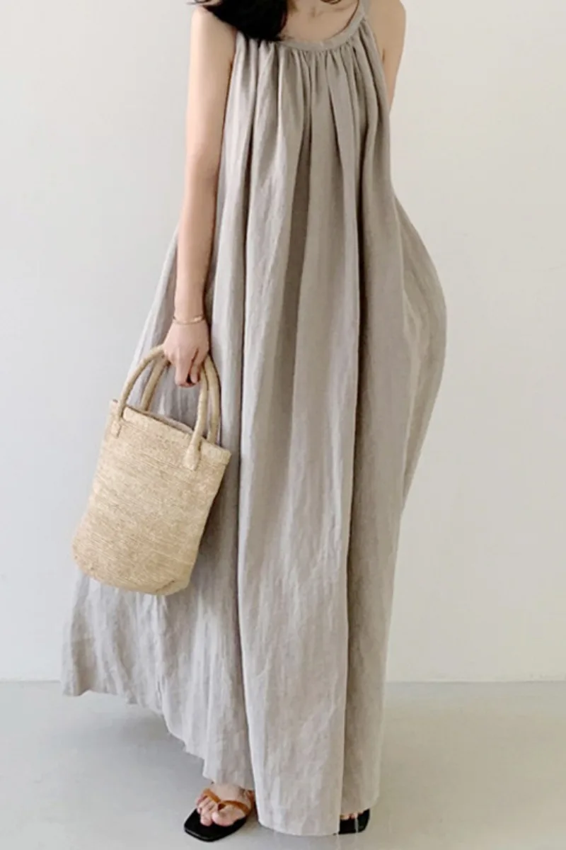 Wholesale Summer Retro Cotton and Linen New 2026 Dress Female Korean Style  Fashion Sleeveless Casual A-line Women's Dress