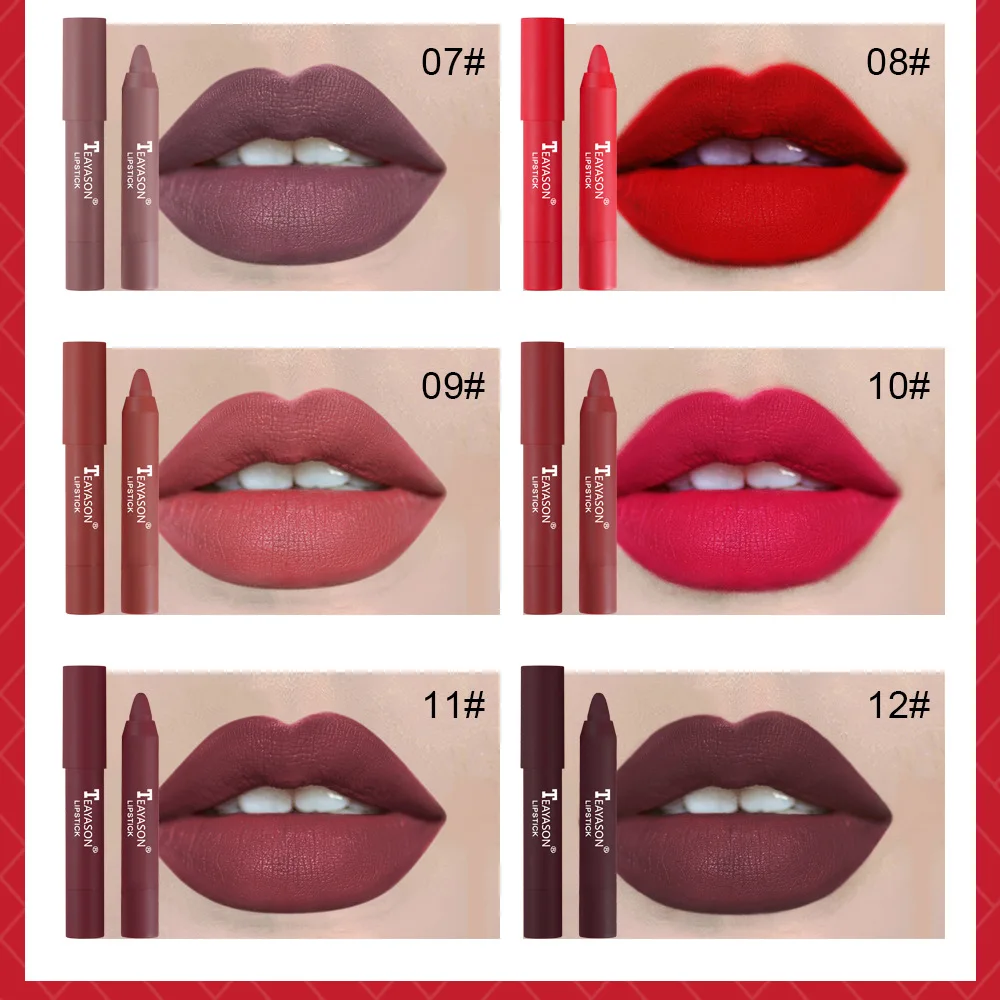New Matte Makeup Lipstick Private Label Waterproof Nude Matte Lipstick Pen 12 Colors for Girls Lasting Moisturizing Lipstick