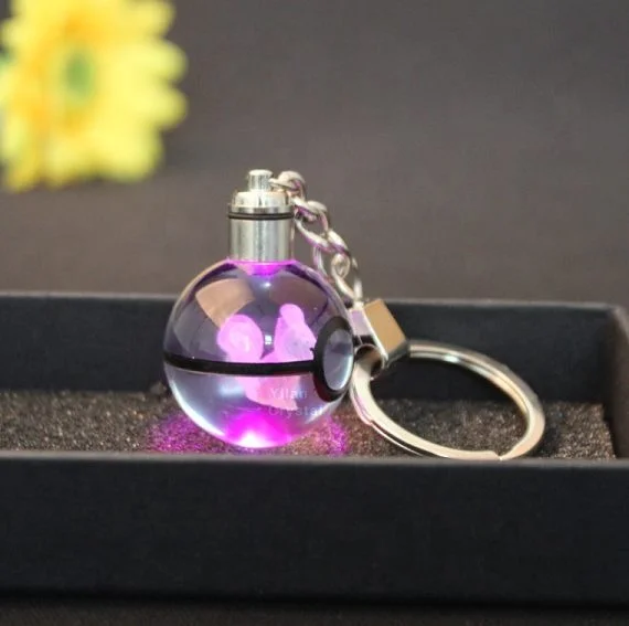 Pokemon Pokeball Keychain - Crystal with LED Light