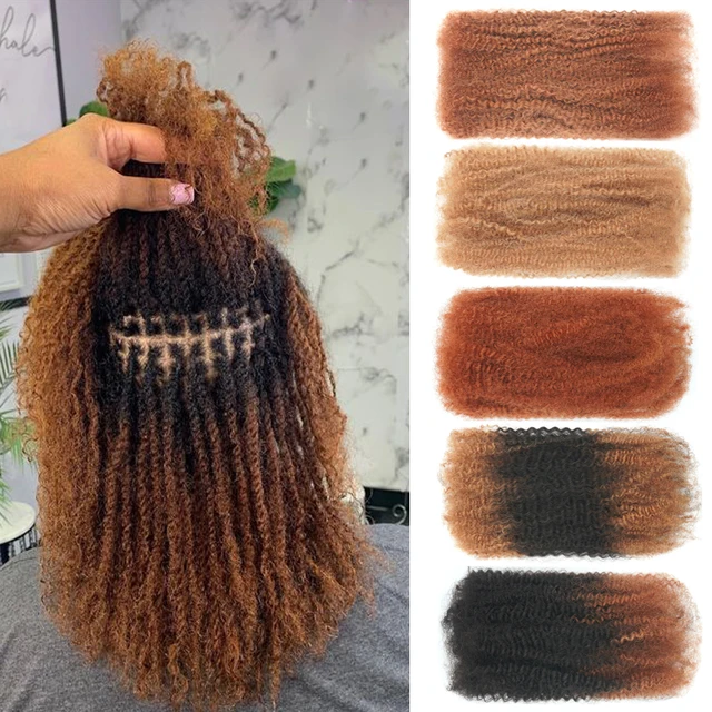 KAMA Microlocs Human Hair Extensions Natural Dark Brown Afro Kinky Bulk Human Hair for Braids Curly