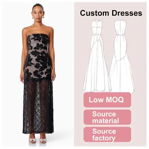 Fashion Sexy Evening Dresses Wholesale Custom Women Elegant Bodycon Party Dress Summer Ladies Lace Sleeveless Maxi Ball Gown