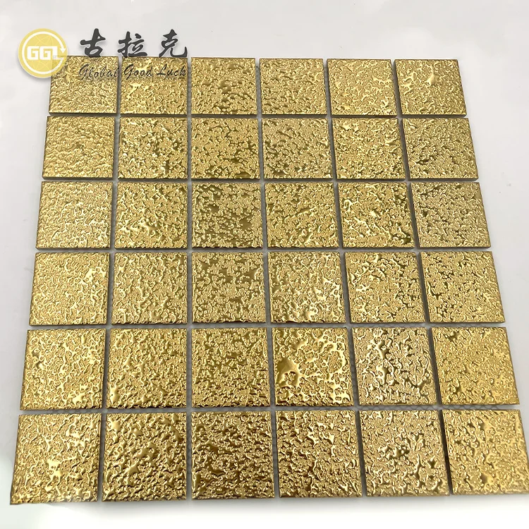 Hot Selling Luxury Gold Mosaic Wall Tile Backsplash Ceramic Mosaic Tile details