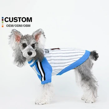 Trendy Brand Winter Dog Striped sports sweater  Thickened Warm Polyester Concise Style Pet Clothes