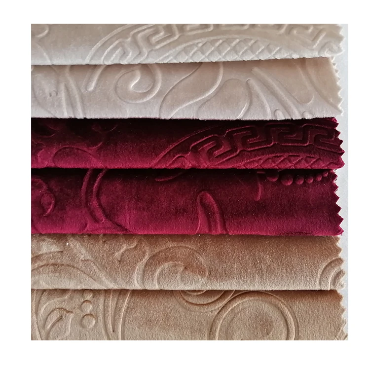 Free Sample Factory Supply 100% Polyester Embossed Auto Interior Latest Velour Upholstery Velvet Embossed Fabric