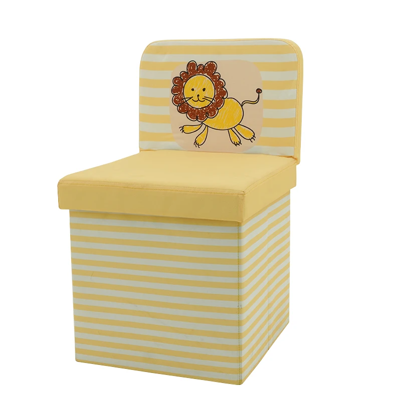 Kids Toy Folding Storage Stool Foldable Ottoman Storage Back-rest Chair