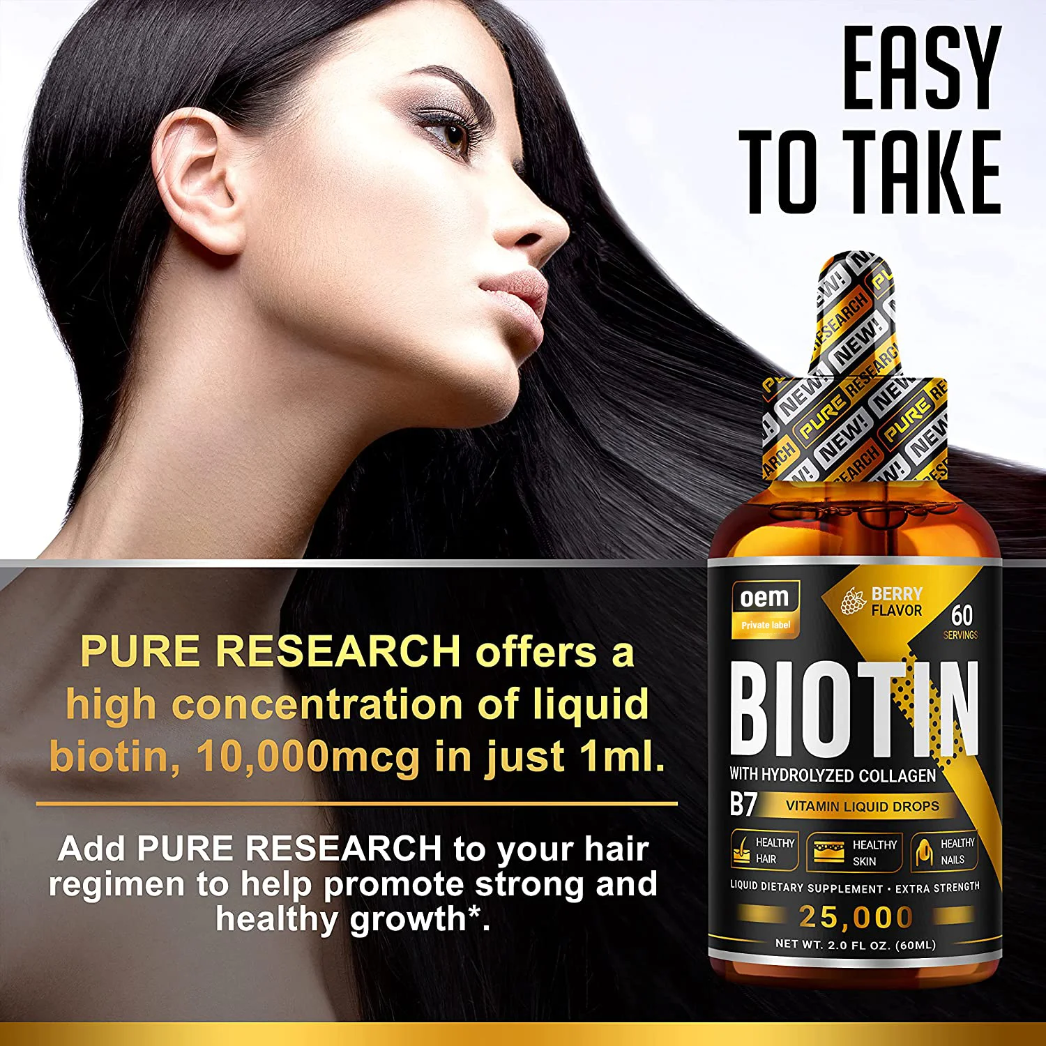 Biotin Collagen Liquid Drops - Promote Hair Growth & Skin Care