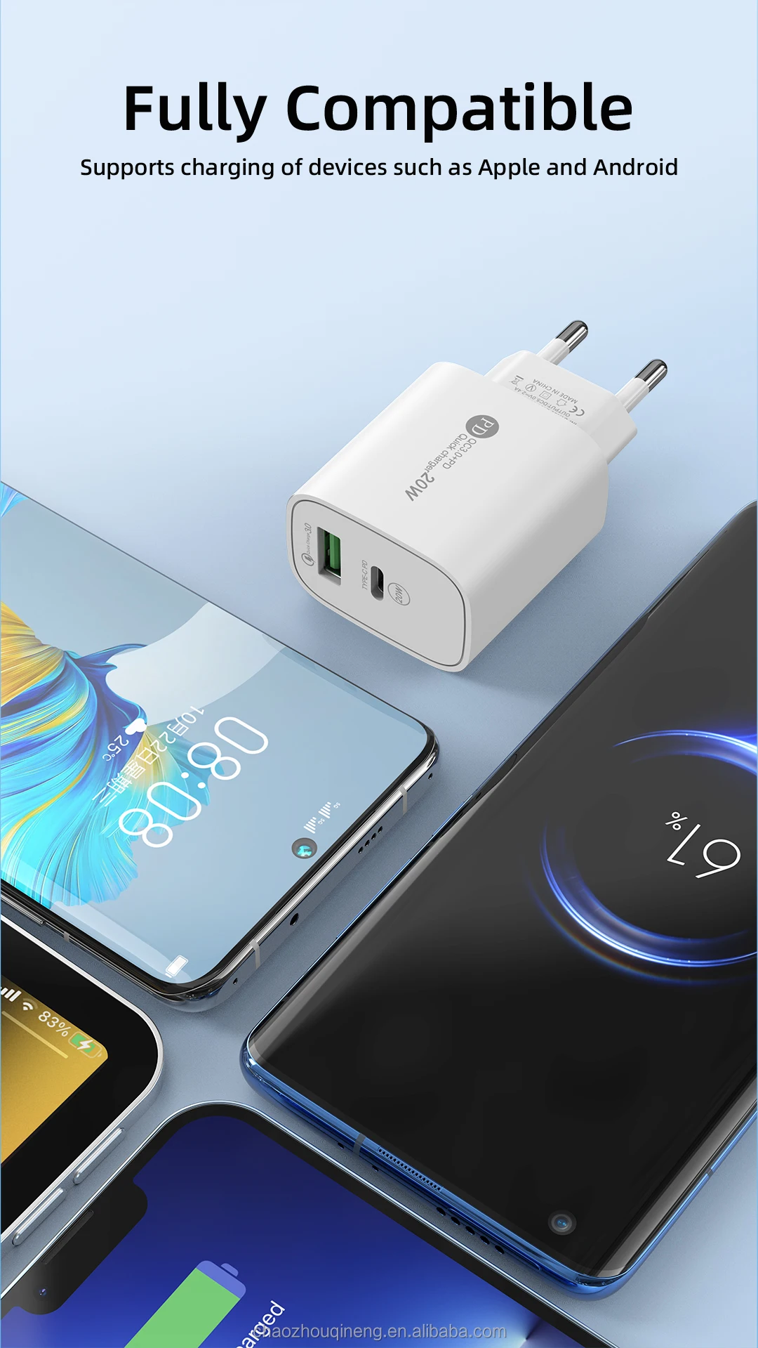 Portable Bulk Usb Phone Charger 5V2A Dual-port Fast Charger Adapter Plug 2in1 Mini PD Charger for Phones Wall Charger Type c OEM H3c34f9c6790e4e7e90723f3e88e8c18fO