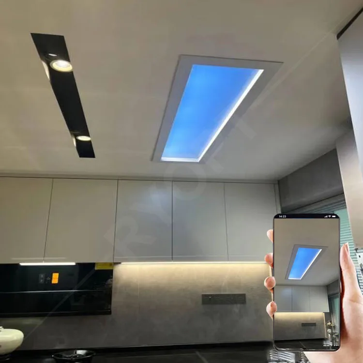 Smart Artificial Virtual Skylight Blue Sky Light Remote Control Recessed Indoor Lighting LED Ceiling Panel Light Home