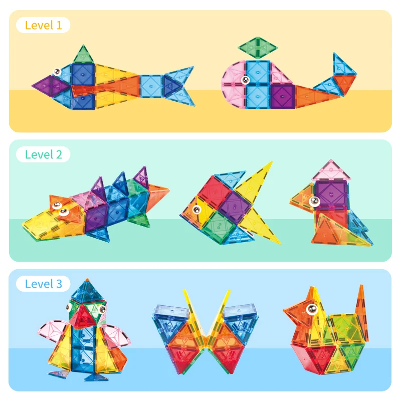 40PCS Custom ODM OEM  Creative Wisdom Connector Plastic Magnetic Building Blocks for Toddlers