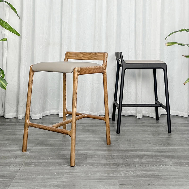 Sillas De Bar Твердые ножки из ясеня кожаный барный стул стойка для кафе отеля кухни ресторана высокий стулья