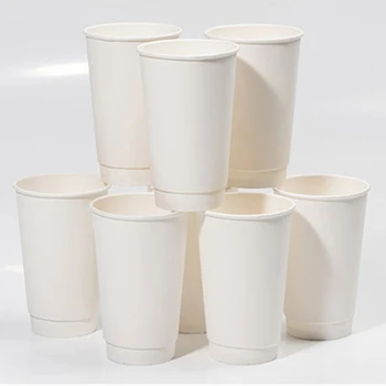 Recyclable 7 oz 12 oz white brown paper cup single layer paper cup with lids