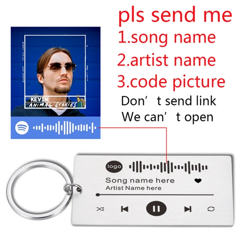 Custom Code Keychain Favorite Song Customized Song Name Singer Spotify Code Music Teacher Boyfriend Girlfriend Gift Music Lover