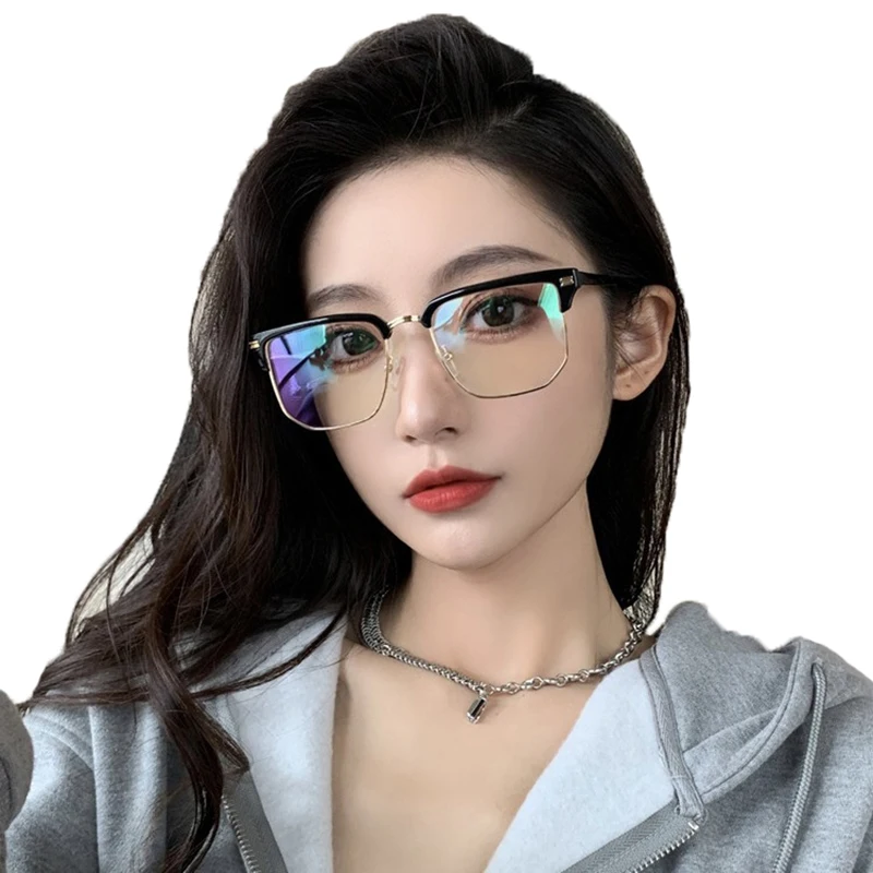 STORY PSTY547L Vintage Blue Light Blocking Glasses TR90 Square Blue Ray Filter Eyeglasses Black Frames Computer Eyewear