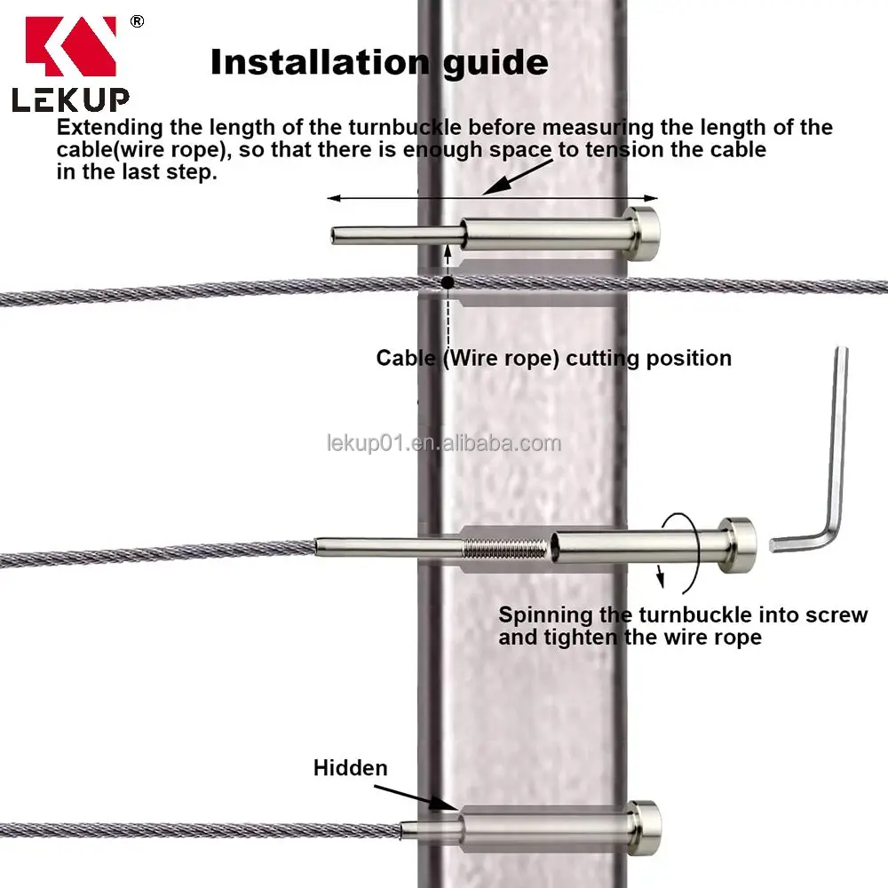 Kit Tenditori In Acciaio Inox T316 Per Ringhiere Con Cavi Da 1/8″ – Barra Filettata Inclusa