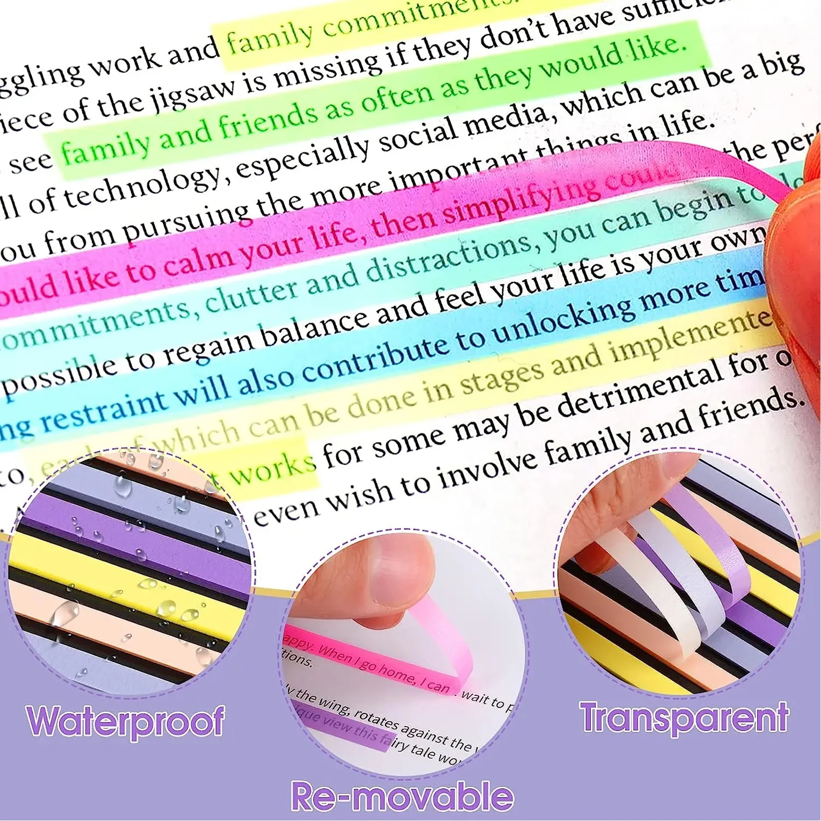 160 Sheets Transparent Sticky Notes Self-adhesive Reading Annotation ...