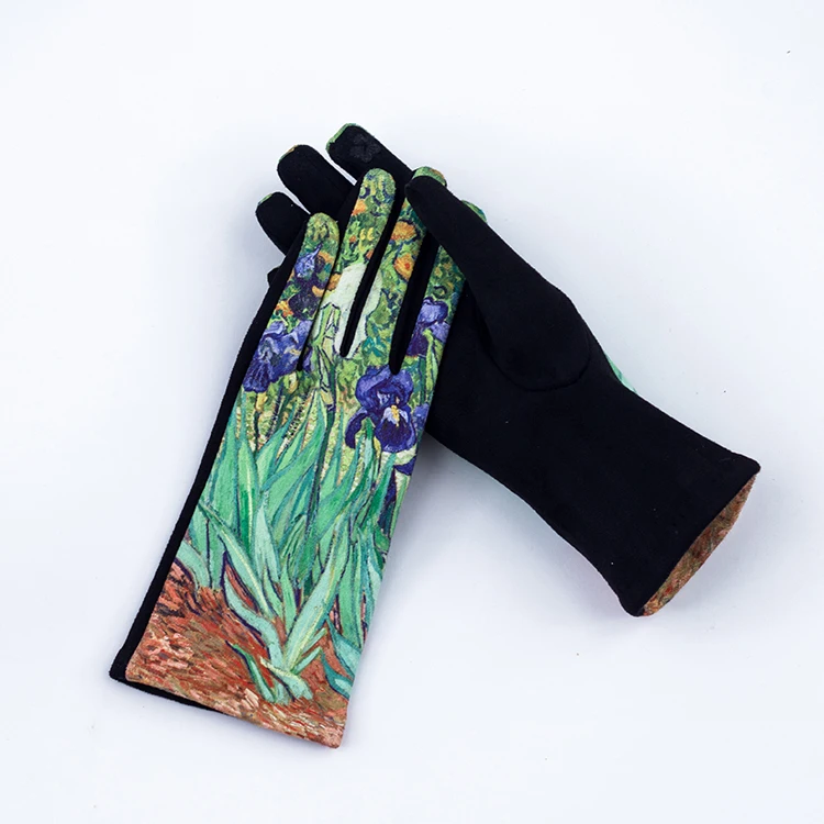 Customize Cold Resistant Soft Micro Velvet Famous Painting Gloves for Women