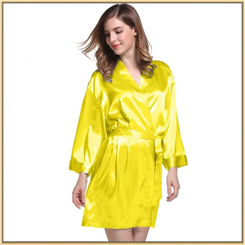 Sexy Women Short Pajama Silk Nightgown Satin Silk Brides Robe Nightgown Robes