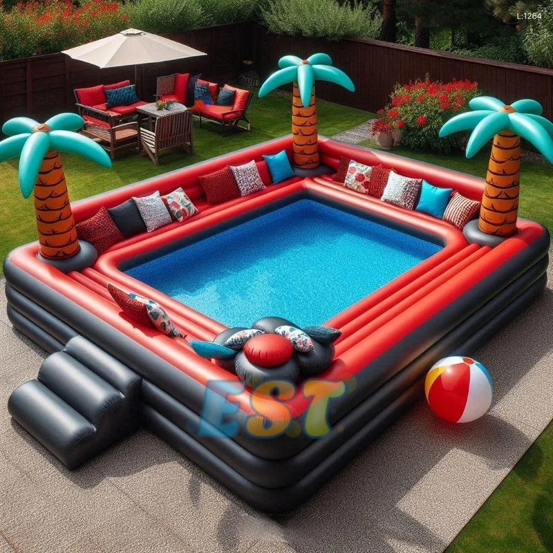 Flotador Inflable De Palmera Para Piscina – Cama De Agua Para Niños, Adultos Y Mascotas – Con Malla Central Y 4 Brazos Estabilizadores – 120x120 Cm