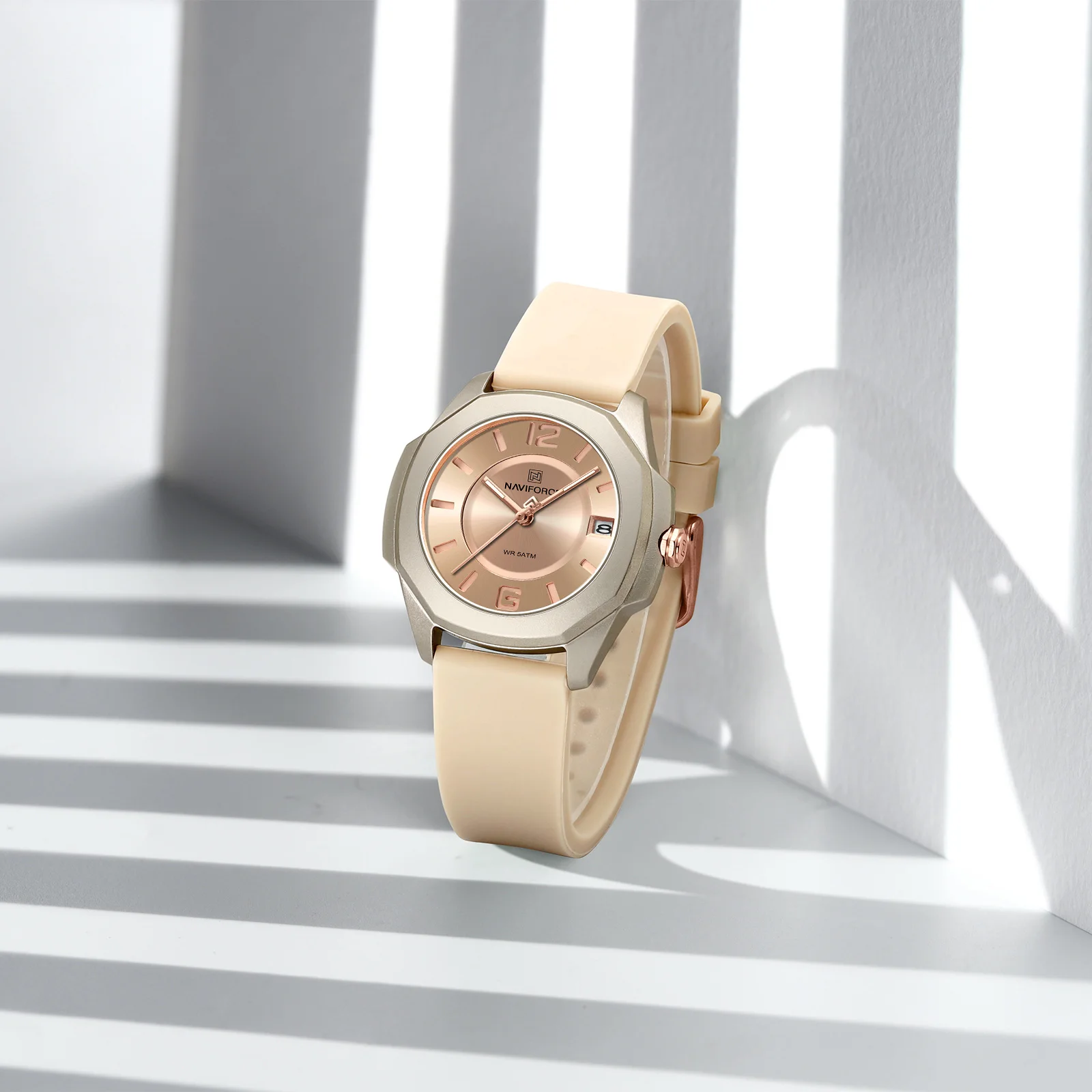 NAVIFORCE 7107 Quartz Women Watch Luxury Fashion Original Lady Girl Wristwatch Silicone Bracelet Casual Elegant Female Clock